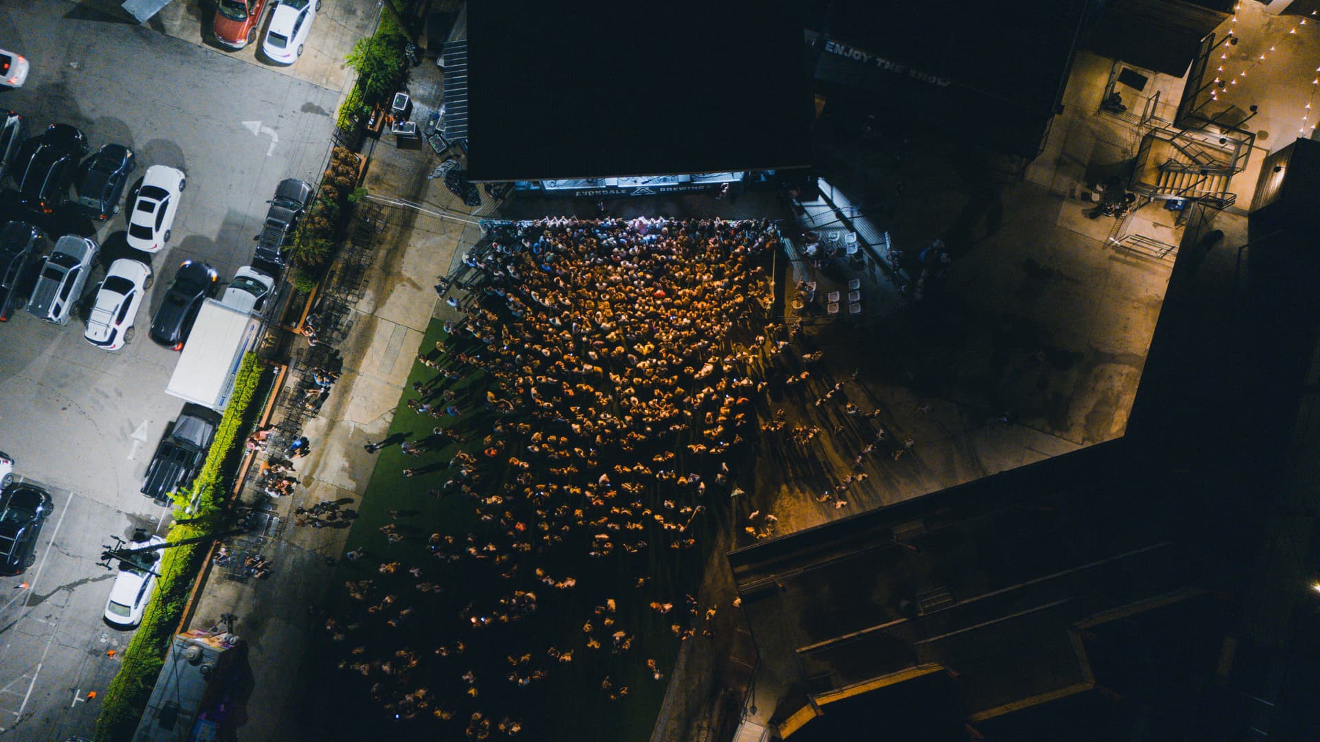 Aerial crowd photography from above